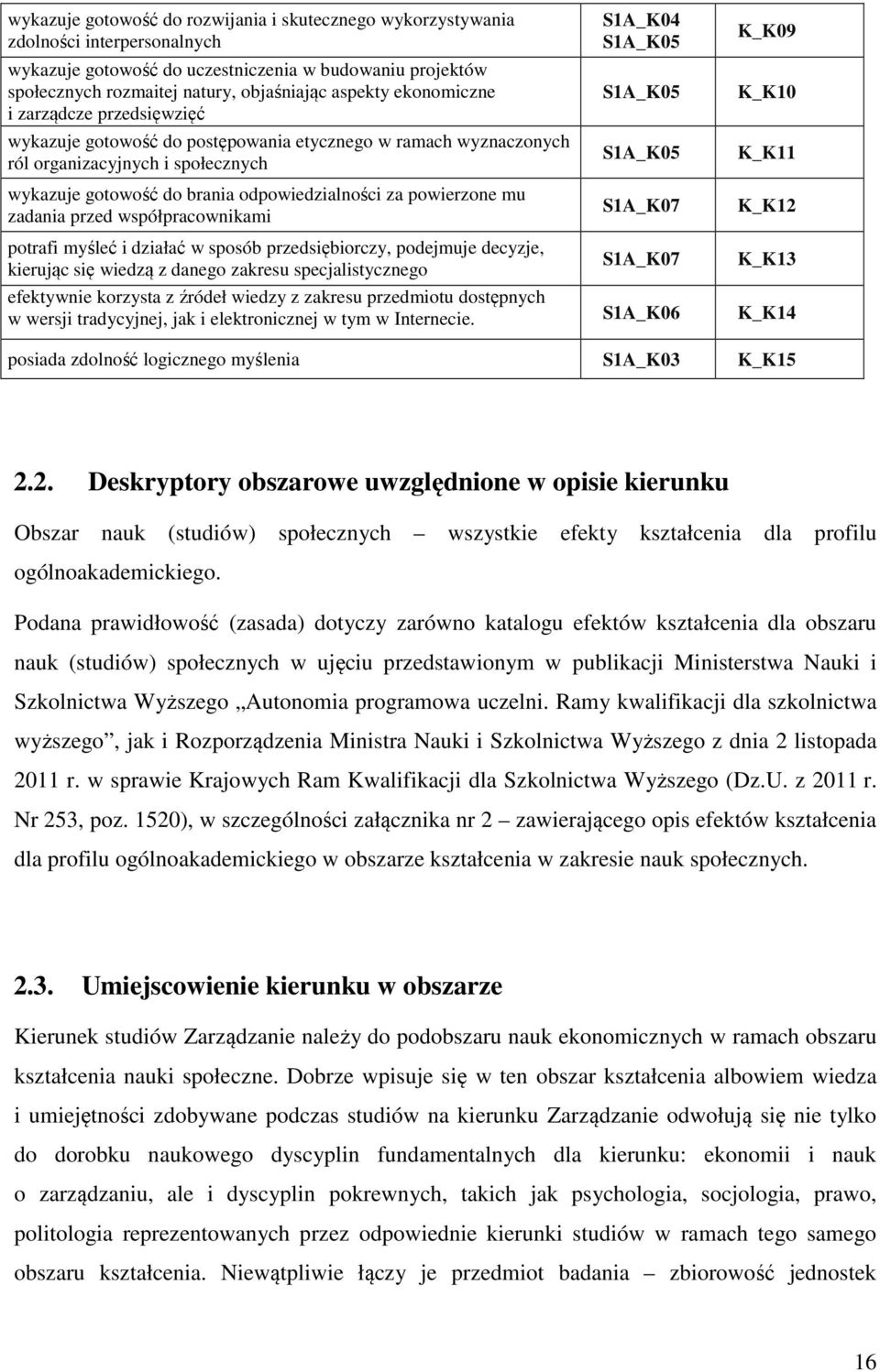 mu zadania przed współpracownikami S1A_K04 S1A_K05 S1A_K05 S1A_K05 S1A_K07 K_K09 K_K10 K_K11 K_K12 potrafi myśleć i działać w sposób przedsiębiorczy, podejmuje decyzje, kierując się wiedzą z danego