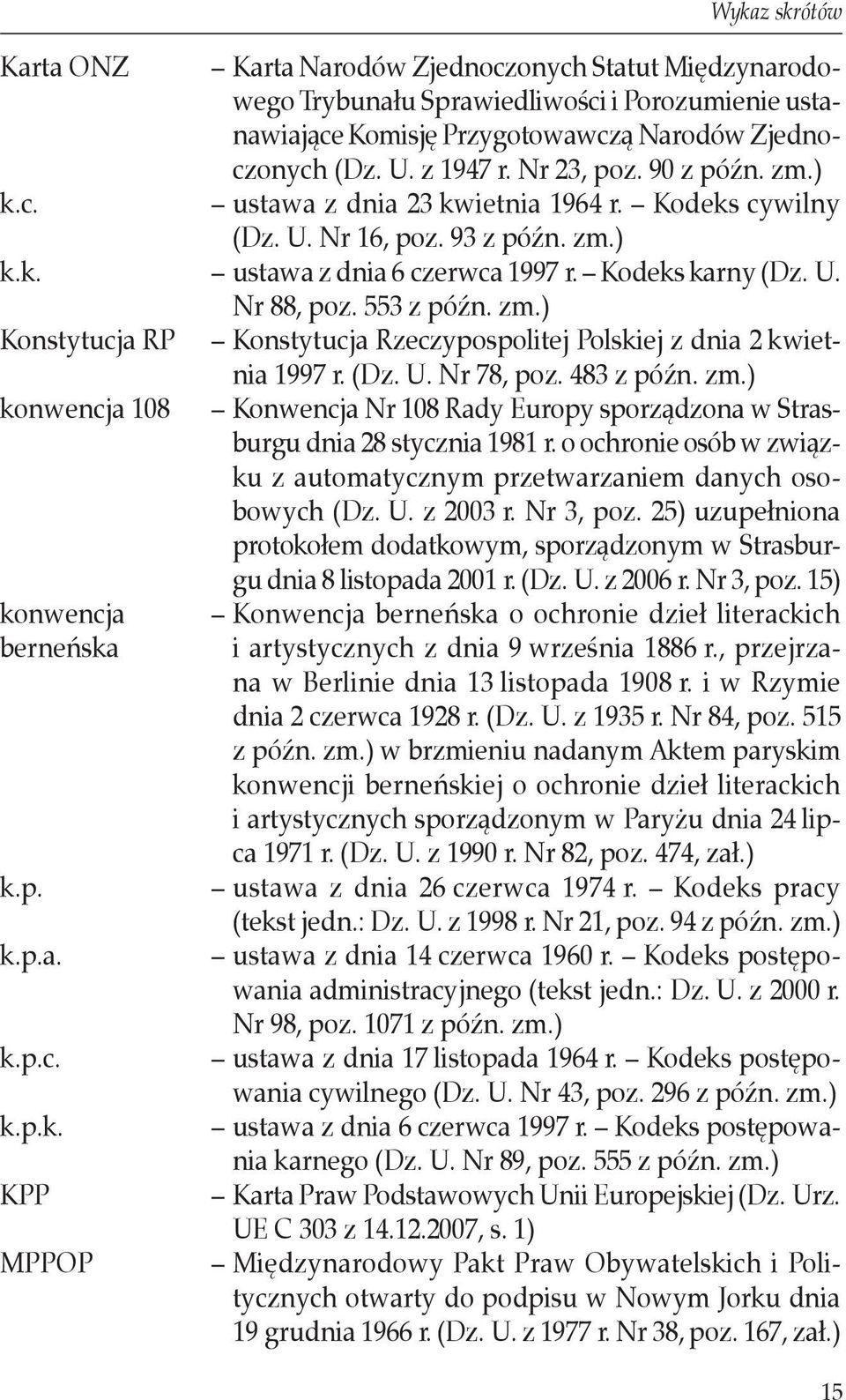 zm.) Konstytucja RP Konstytucja Rzeczypospolitej Polskiej z dnia 2 kwietnia 1997 r. (Dz. U. Nr 78, poz. 483 z późn. zm.