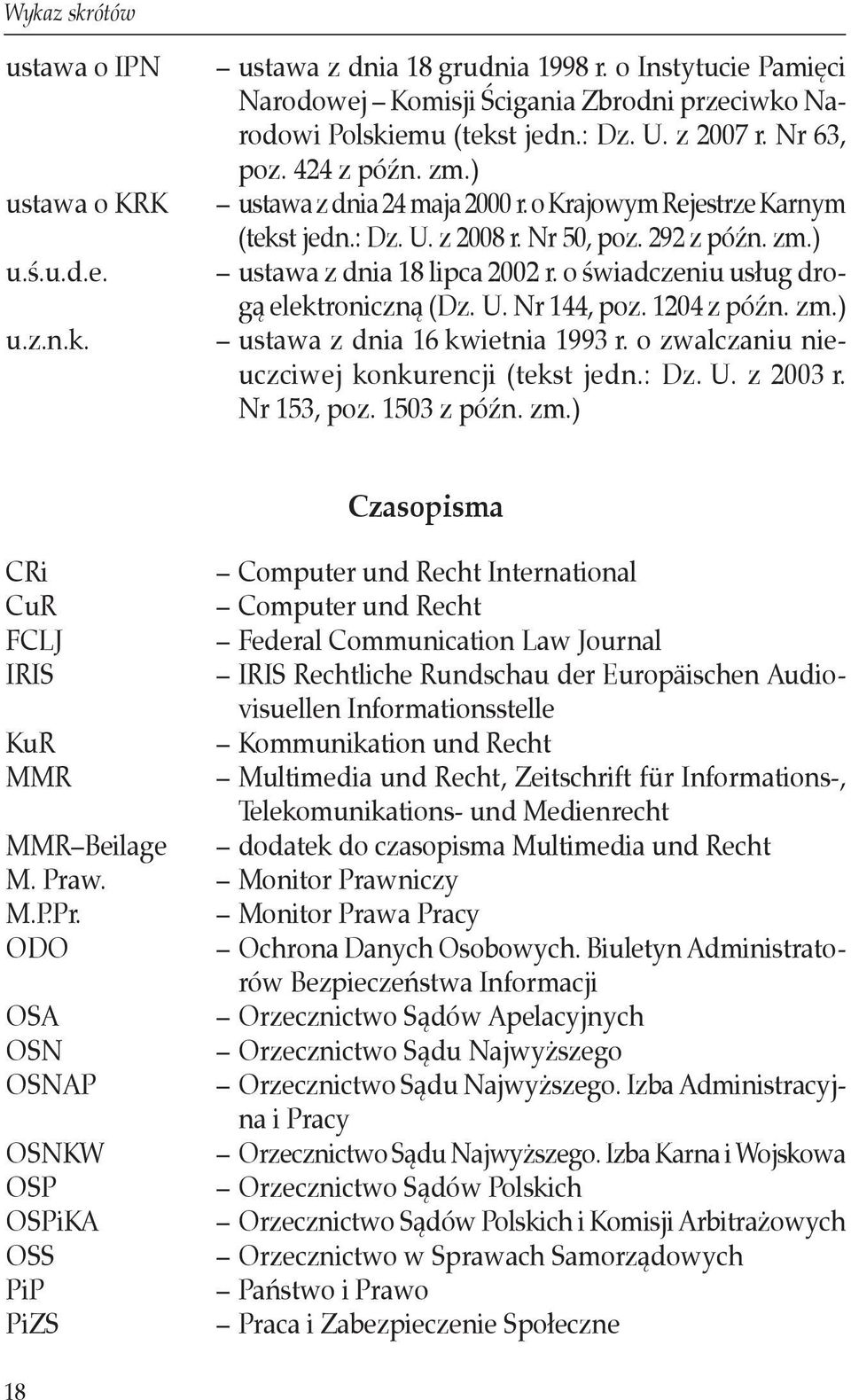 o świadczeniu usług drogą elektroniczną (Dz. U. Nr 144, poz. 1204 z późn. zm.) ustawa z dnia 16 kwietnia 1993 r. o zwalczaniu nieuczciwej konkurencji (tekst jedn.: Dz. U. z 2003 r. Nr 153, poz.