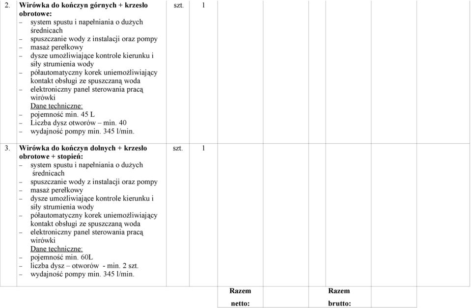 40 wydajność pompy min. 34