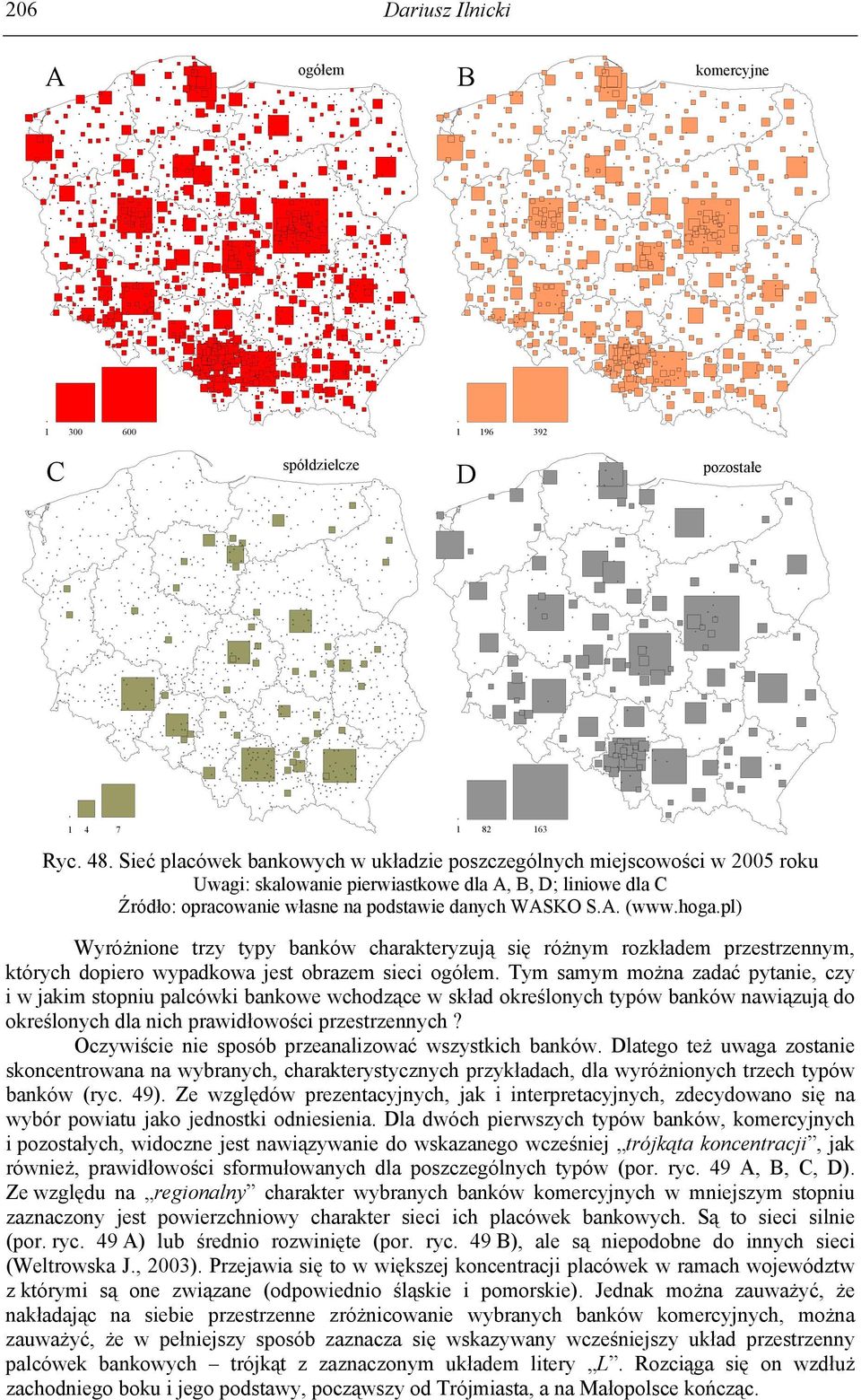 pl) Wyróżnione trzy typy banków charakteryzują się różnym rozkładem przestrzennym, których dopiero wypadkowa jest obrazem sieci ogółem.