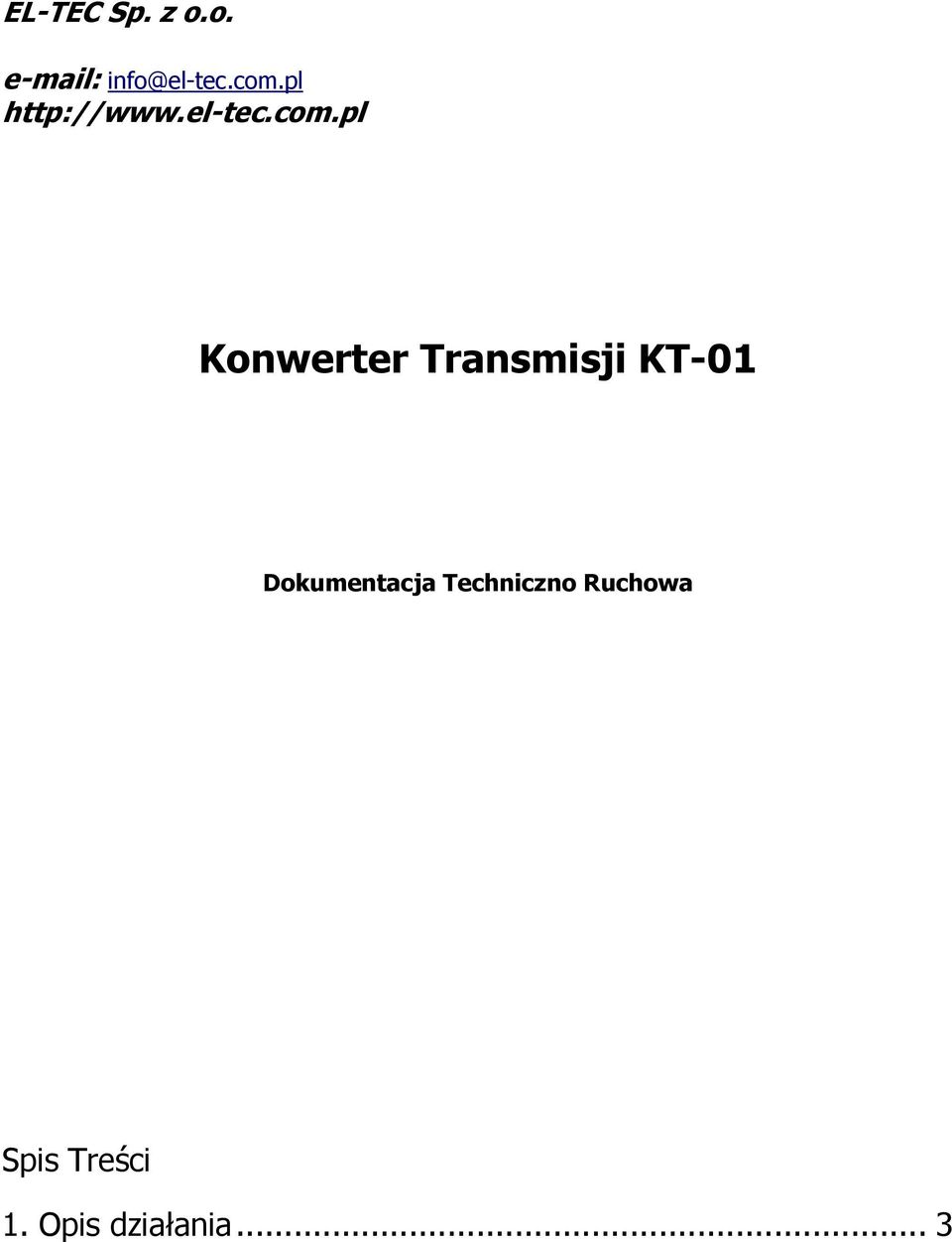 Konwerter Transmisji KT-01 Dokumentacja
