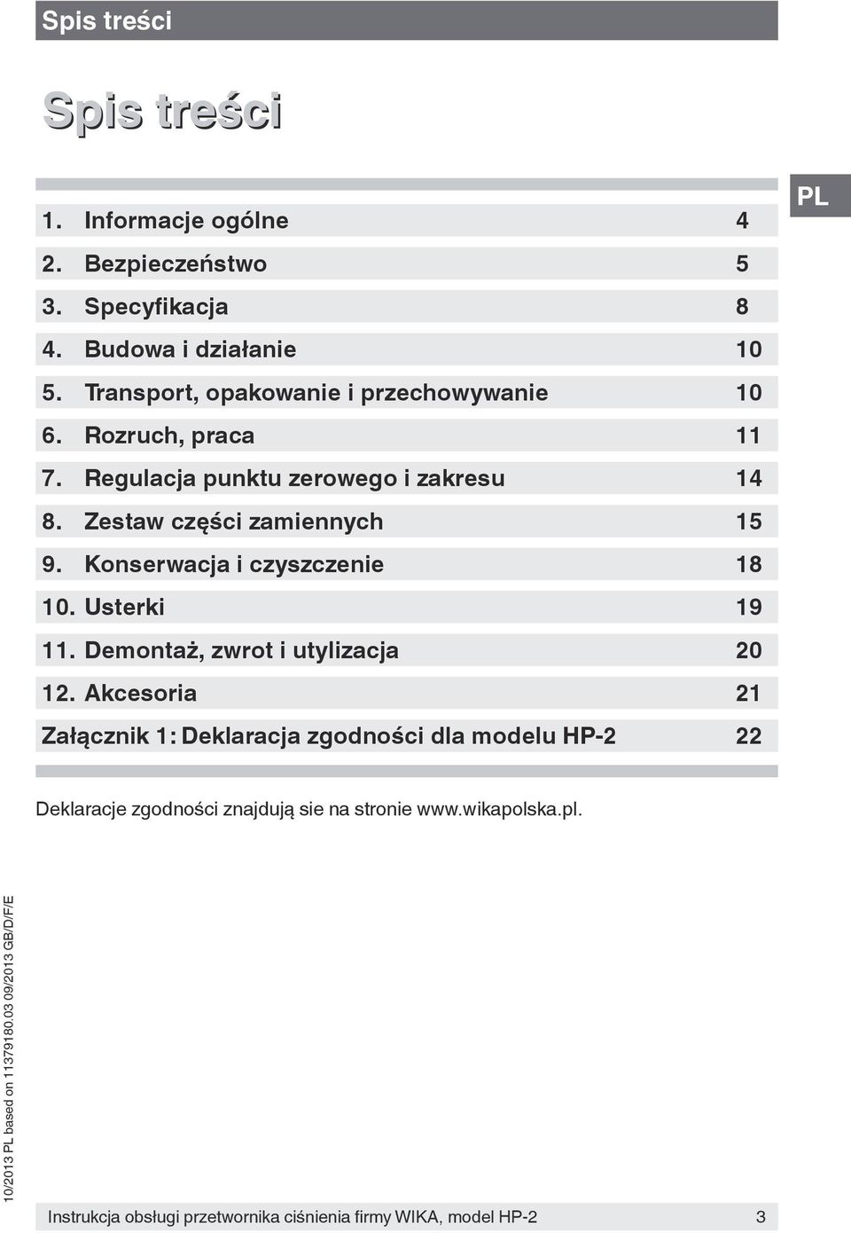 Zestaw części zamiennych 15 9. Konserwacja i czyszczenie 18 10. Usterki 19 11. Demontaż, zwrot i utylizacja 20 12.