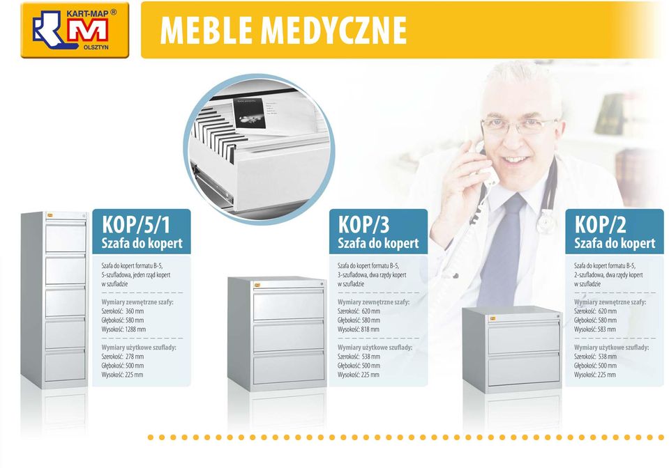 formatu B-5, 3-szufladowa, dwa rzędy kopert Wysokość: 818