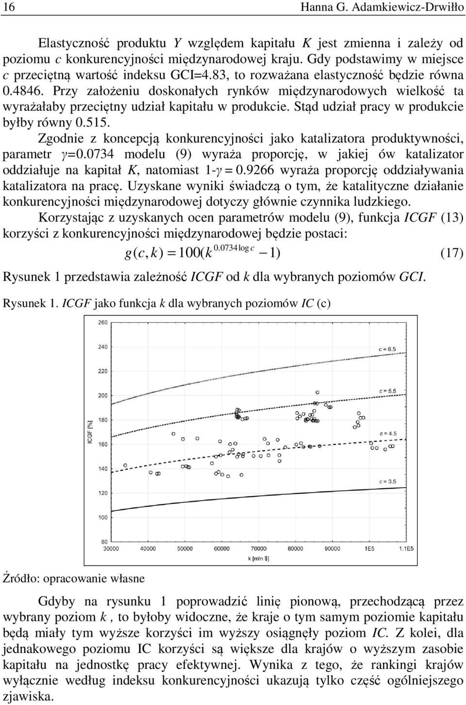 Przy założeniu doskonałych rynków międzynarodowych wielkość ta wyrażałaby przeciętny udział kapitału w produkcie. Stąd udział pracy w produkcie byłby równy 0.515.