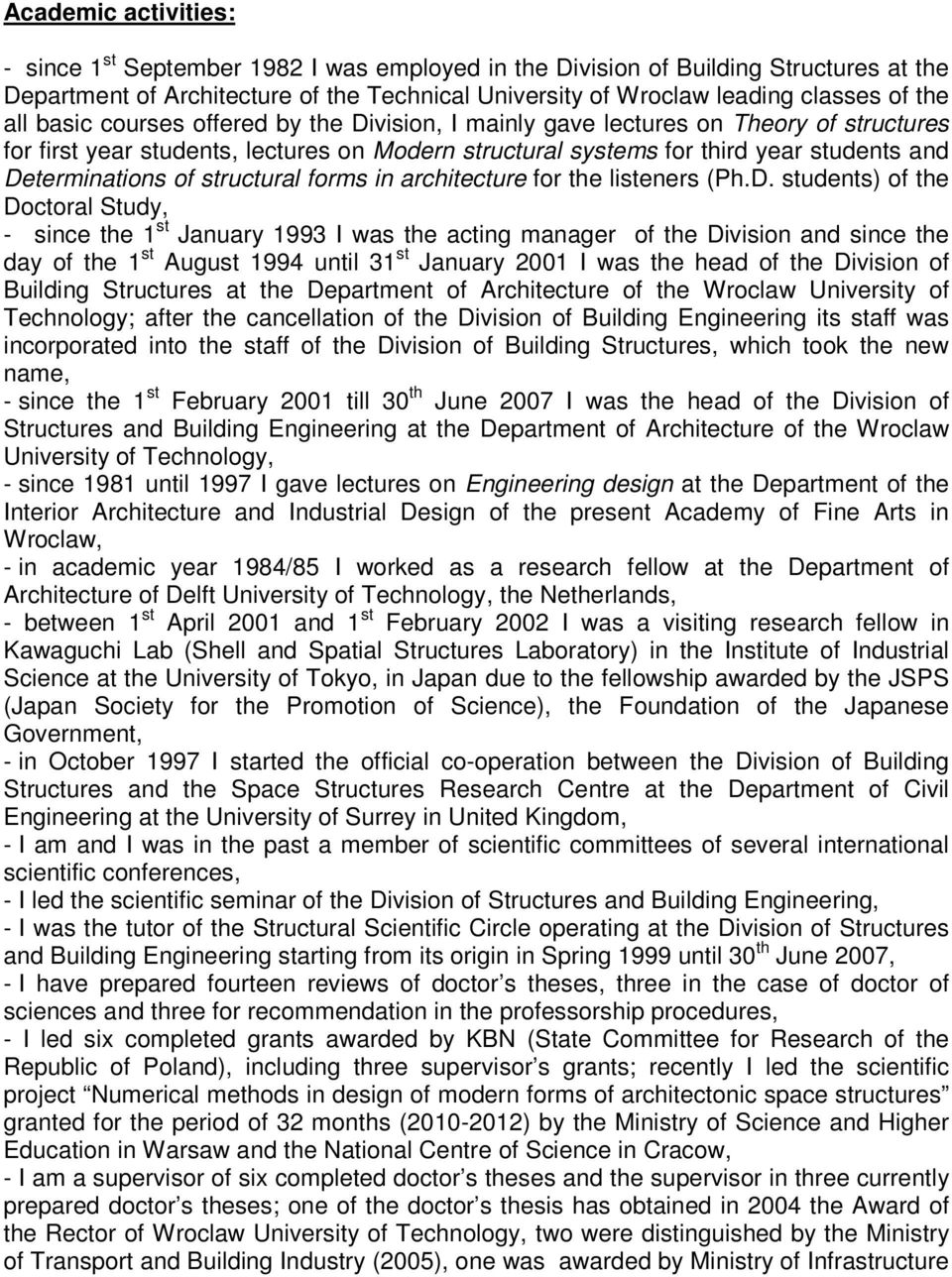 structural forms in architecture for the listeners (Ph.D.