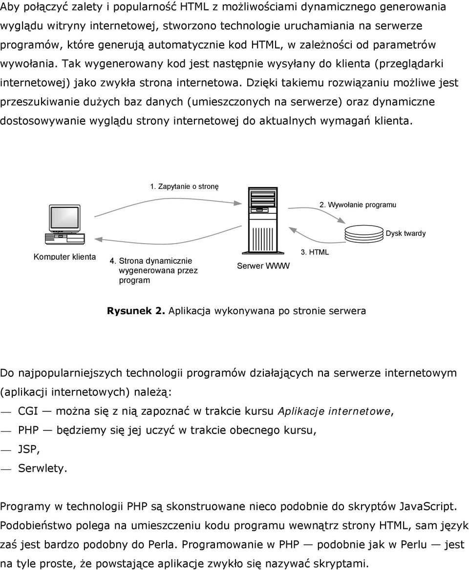 Dzięki takiemu rozwiązaniu możliwe jest przeszukiwanie dużych baz danych (umieszczonych na serwerze) oraz dynamiczne dostosowywanie wyglądu strony internetowej do aktualnych wymagań klienta. 1.