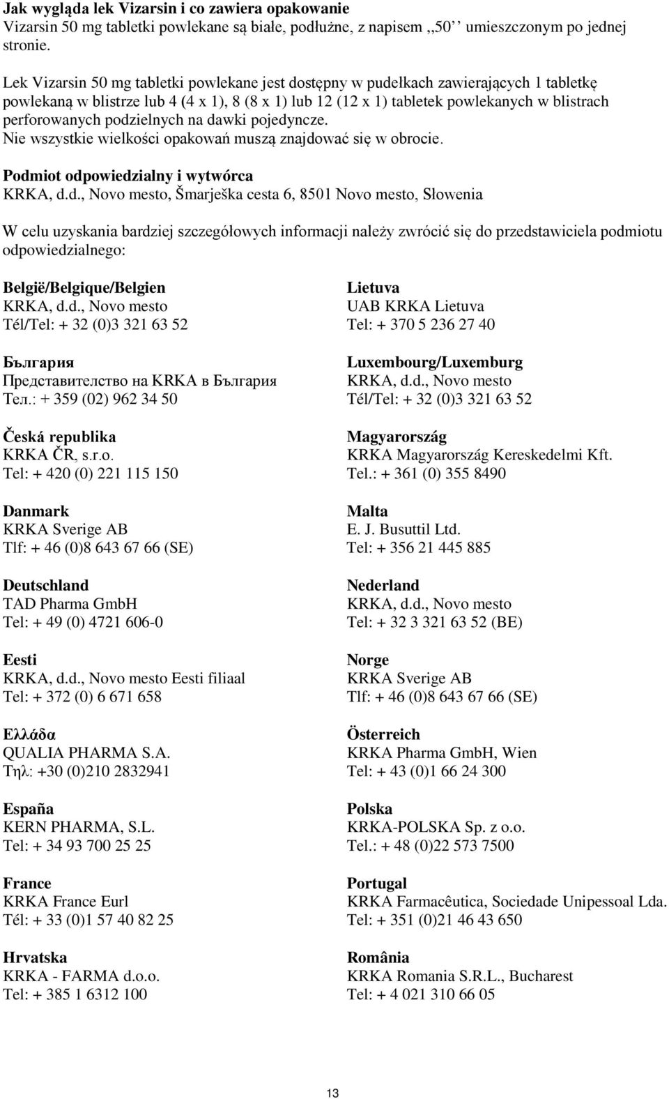 podzielnych na dawki pojedyncze. Nie wszystkie wielkości opakowań muszą znajdować się w obrocie.