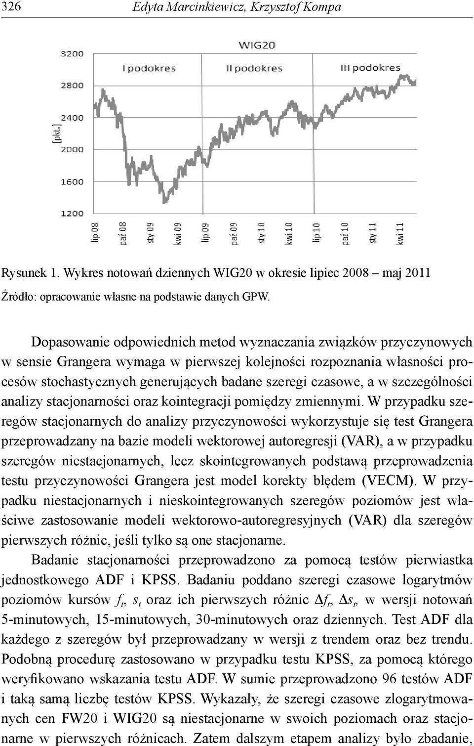 w szczególności analizy stacjonarności oraz kointegracji pomiędzy zmiennymi.