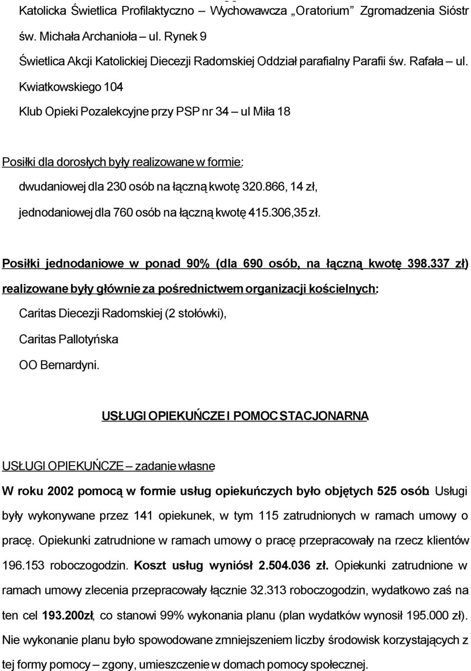 866, 14 zł, jednodaniowej dla 760 osób na łączną kwotę 415.306,35 zł. Posiłki jednodaniowe w ponad 90% (dla 690 osób, na łączną kwotę 398.