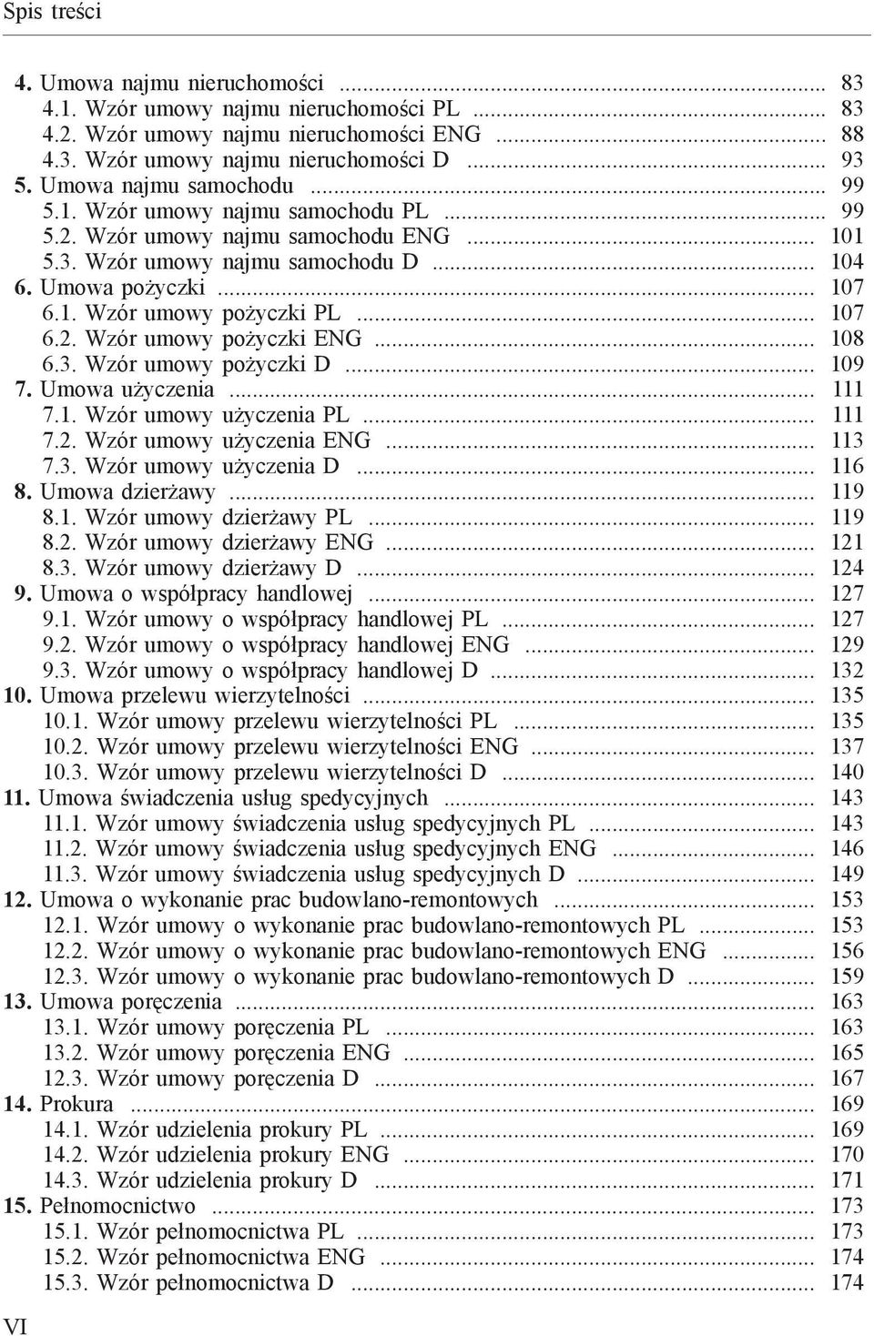 .. 108 6.3. Wzór umowy pożyczki D... 109 7. Umowa użyczenia... 111 7.1. Wzór umowy użyczenia PL... 111 7.2. Wzór umowy użyczenia ENG... 113 7.3. Wzór umowy użyczenia D... 116 8. Umowa dzierżawy.