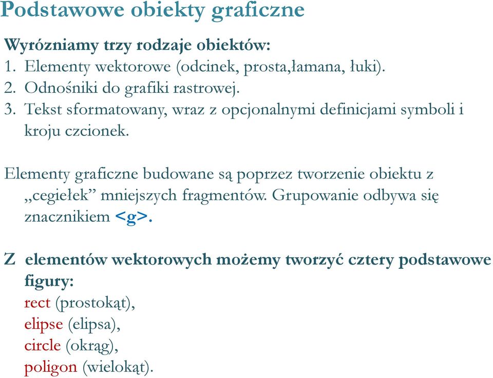 Elementy graficzne budowane są poprzez tworzenie obiektu z cegiełek mniejszych fragmentów.