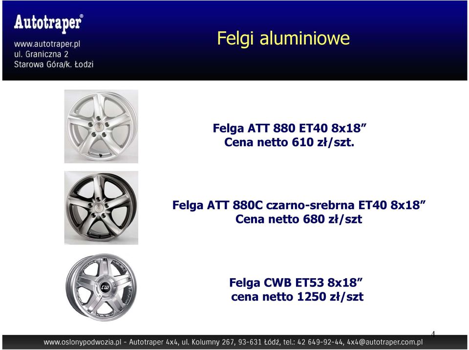 Felga ATT 880C czarno-srebrna ET40 8x18