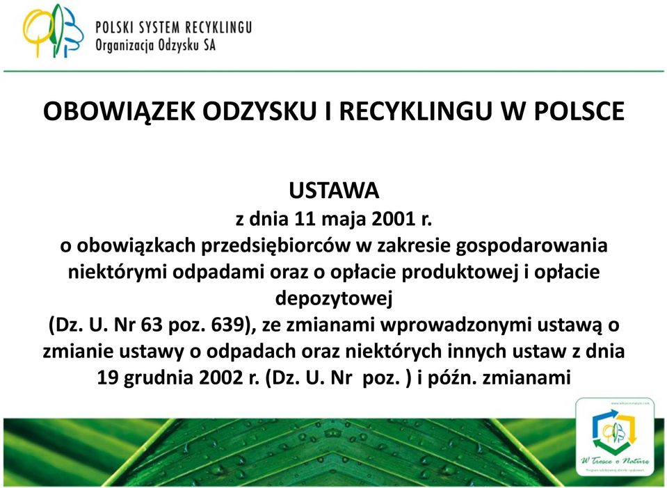 produktowej i opłacie depozytowej (Dz. U. Nr 63 poz.