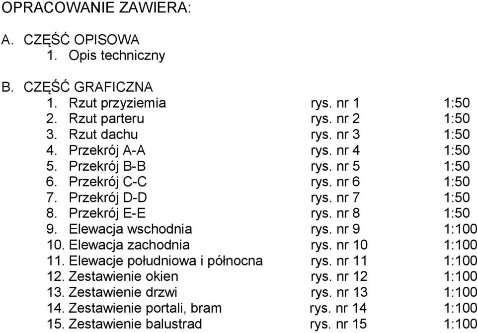 Przekrój EE rys. nr 8 :50 9. Elewacja wschodnia rys. nr 9 :00 0. Elewacja zachodnia rys. nr 0 :00. Elewacje południowa i północna rys. nr :00.