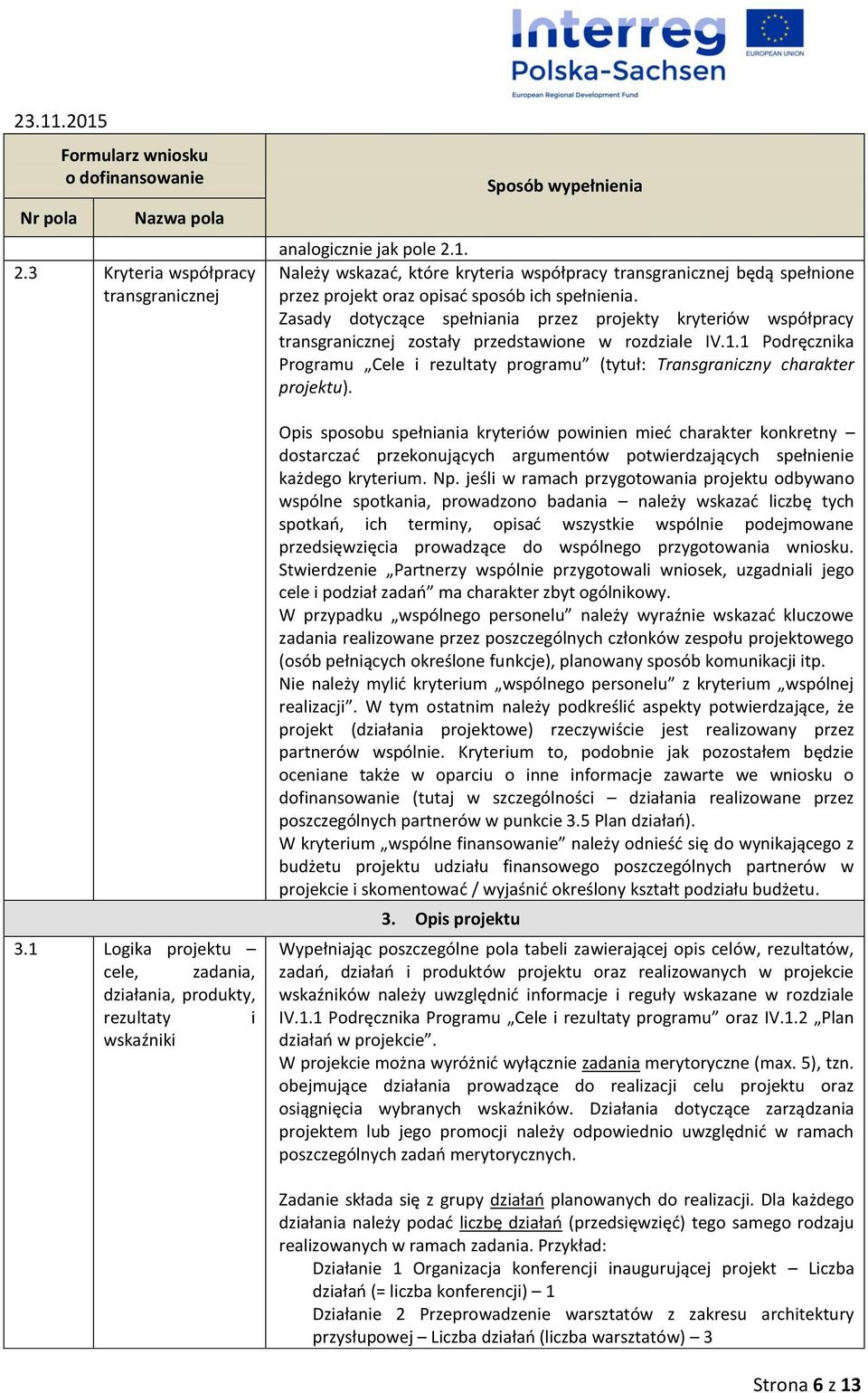 1 Podręcznika Programu Cele i rezultaty programu (tytuł: Transgraniczny charakter ).