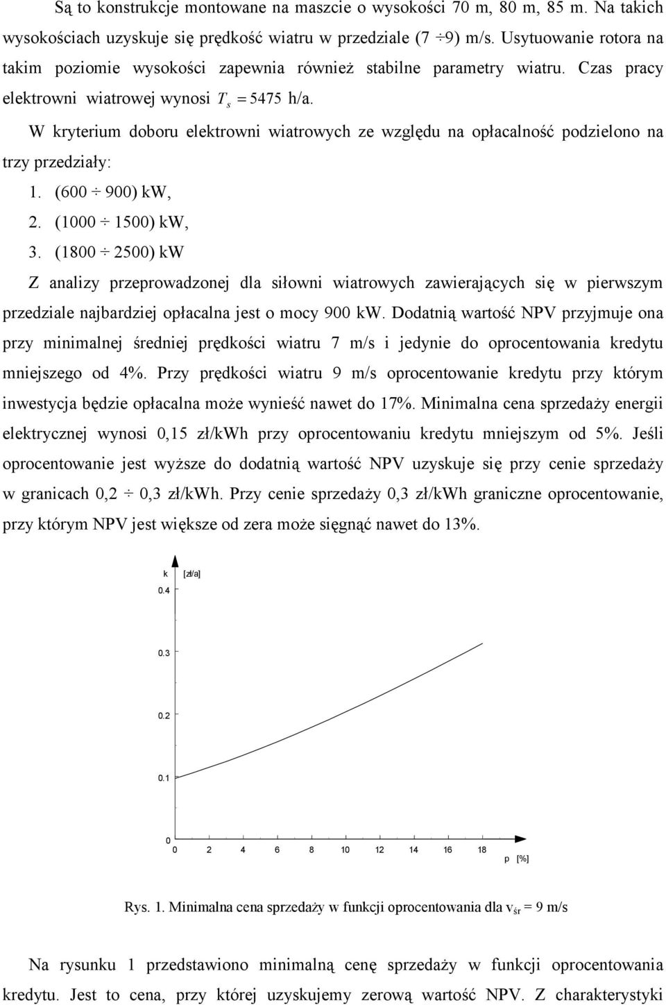 s W kryterium doboru elektrowni wiatrowych ze względu na opłacalność podzielono na trzy przedziały: 1. (600 900) kw, 2. (1000 1500) kw, 3.