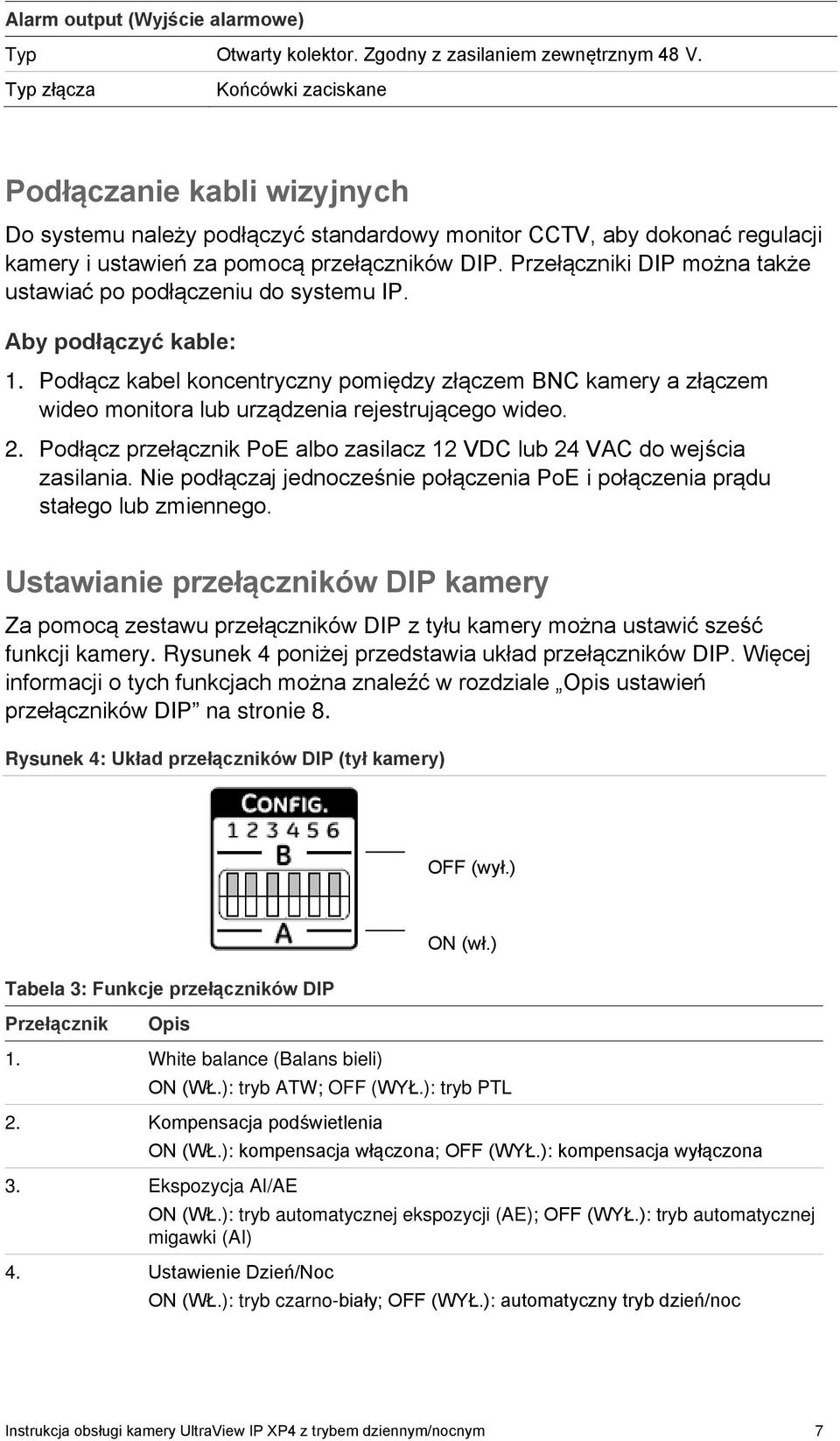 Przełączniki DIP można także ustawiać po podłączeniu do systemu IP. Aby podłączyć kable: 1.