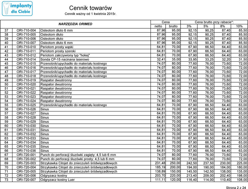 ORI-710-016 Przenośnik/upychadło do materiału kostnego 47 ORI-710-017 Przenośnik/upychadło do materiału kostnego 48 ORI-710-018 Przenośnik/upychadło do materiału kostnego 49 ORI-710-019 Raspator