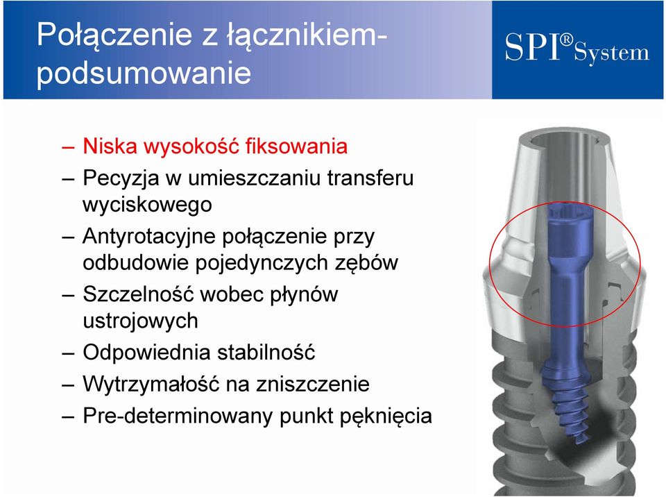 odbudowie pojedynczych zębów Szczelność wobec płynów ustrojowych