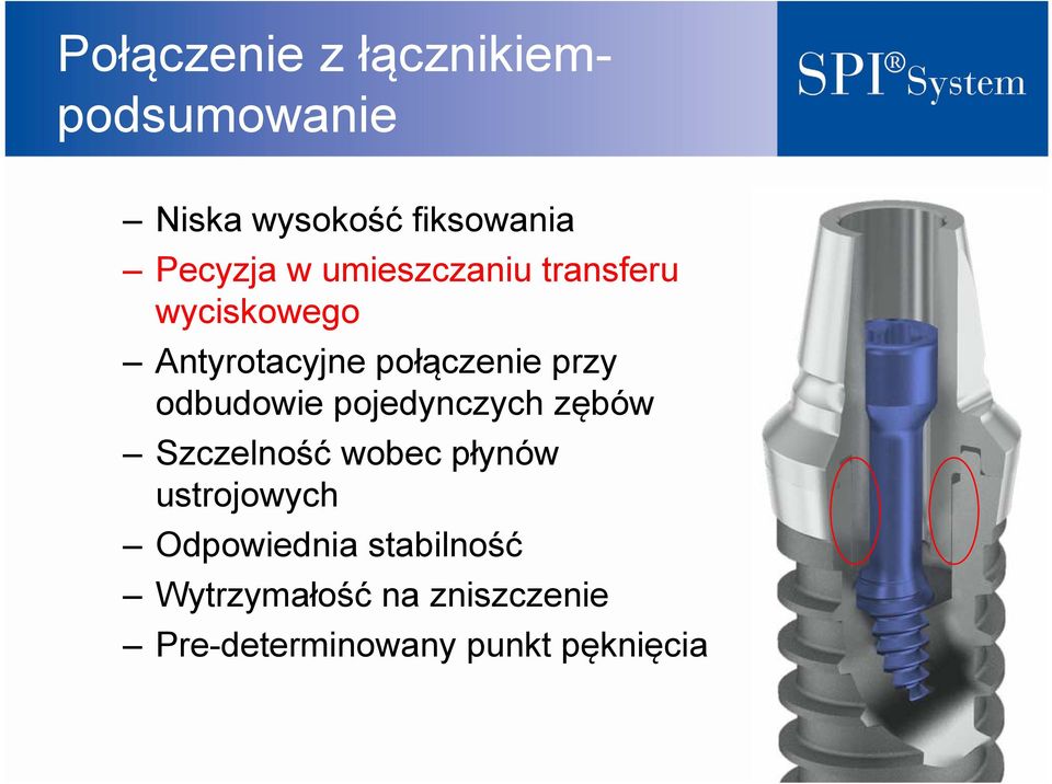 odbudowie pojedynczych zębów Szczelność wobec płynów ustrojowych