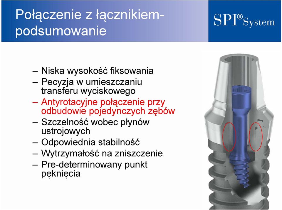 odbudowie pojedynczych zębów Szczelność wobec płynów ustrojowych