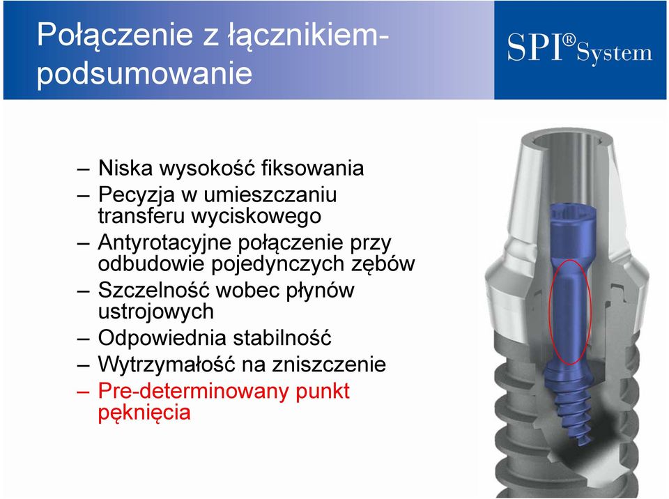 odbudowie pojedynczych zębów Szczelność wobec płynów ustrojowych