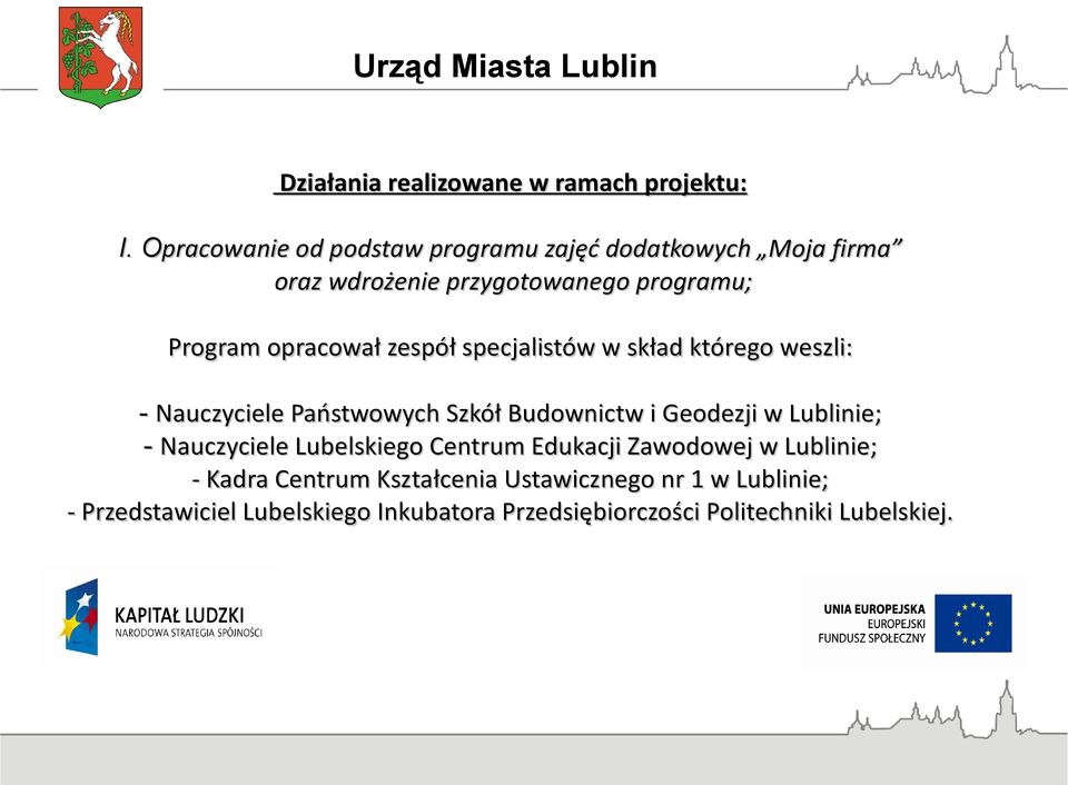 zespół specjalistów w skład którego weszli: - Nauczyciele Państwowych Szkół Budownictw i Geodezji w Lublinie; -