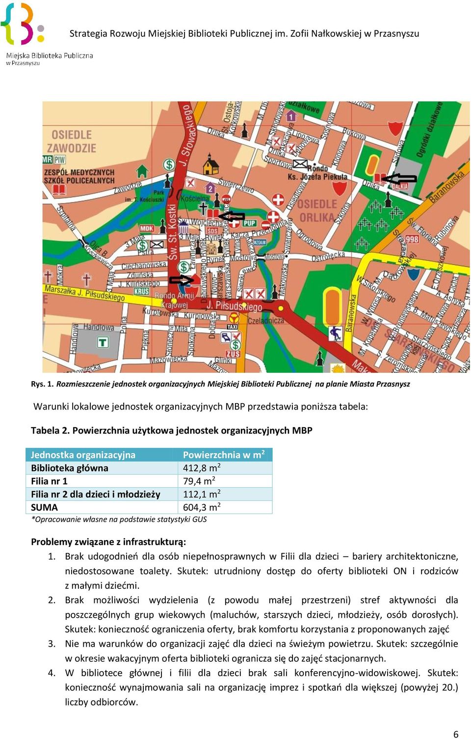 2 *Opracowanie własne na podstawie statystyki GUS Problemy związane z infrastrukturą: 1. Brak udogodnień dla osób niepełnosprawnych w Filii dla dzieci bariery architektoniczne, niedostosowane toalety.