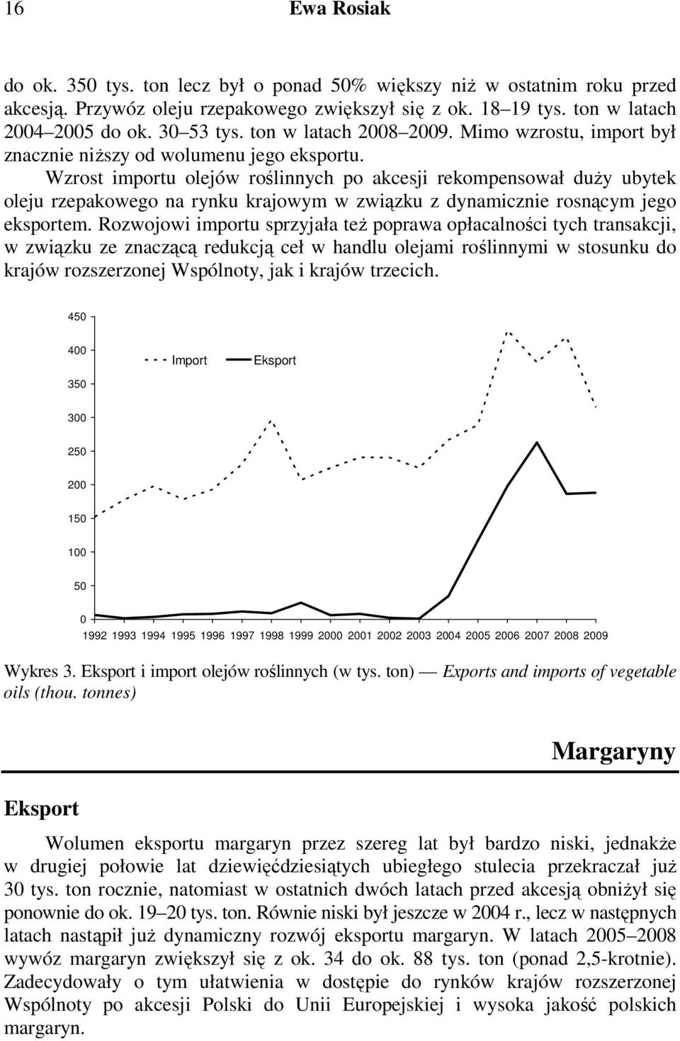 Wzrost importu olejów roślinnych po akcesji rekompensował duży ubytek oleju rzepakowego na rynku krajowym w związku z dynamicznie rosnącym jego eksportem.