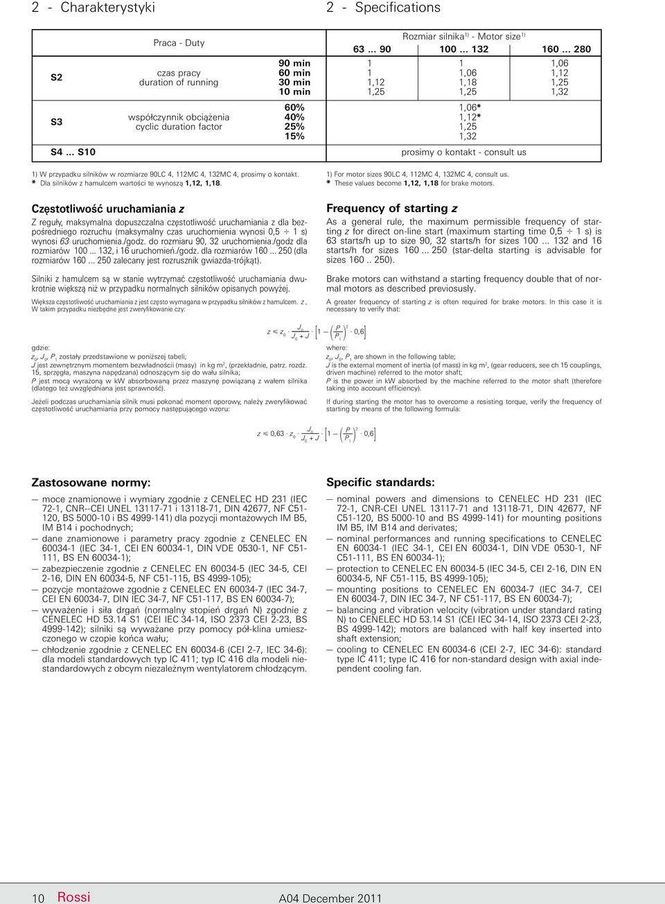 1,32 prosimy o kontakt - consult us 1) W przypadku silników w rozmiarze 90LC 4, 112MC 4, 132MC 4, prosimy o kontakt. * Dla silników z hamulcem wartości te wynoszą 1,12, 1,18.
