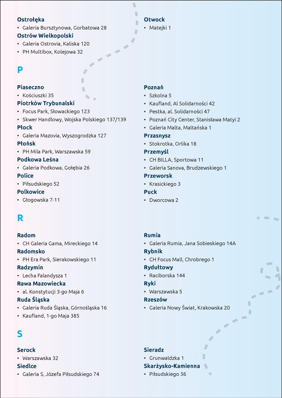 Polkowice Głogowska 7-11 Poznań Szkolna 5 Kaufland, Al Solidarności 42 Pestka, al.