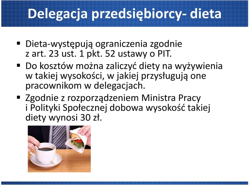 Do kosztów można zaliczyć diety na wyżywienia w takiej wysokości, w jakiej