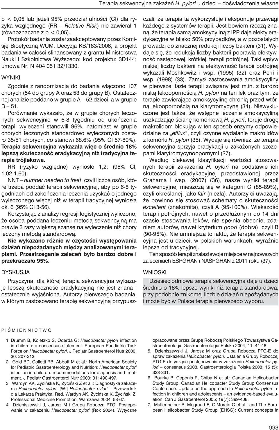 Decyzja KB/183/2006, a projekt badania w całości sfinansowany z grantu Ministerstwa Nauki i Szkolnictwa Wyższego: kod projektu: 3D144; umowa Nr: N 404 051 32/1330.