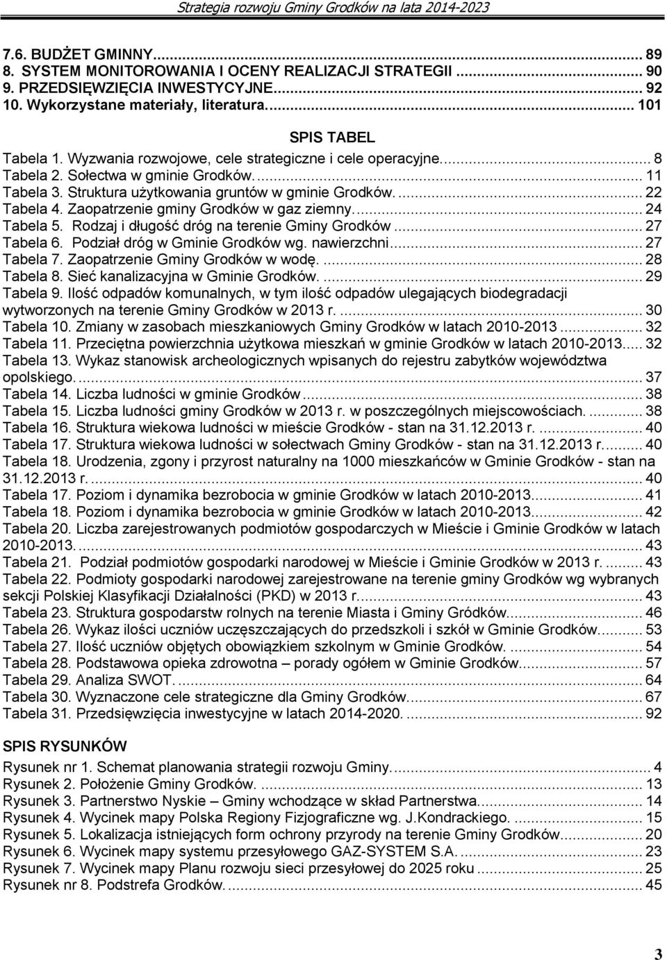 Zaopatrzenie gminy Grodków w gaz ziemny.... 24 Tabela 5. Rodzaj i długość dróg na terenie Gminy Grodków... 27 Tabela 6. Podział dróg w Gminie Grodków wg. nawierzchni... 27 Tabela 7.