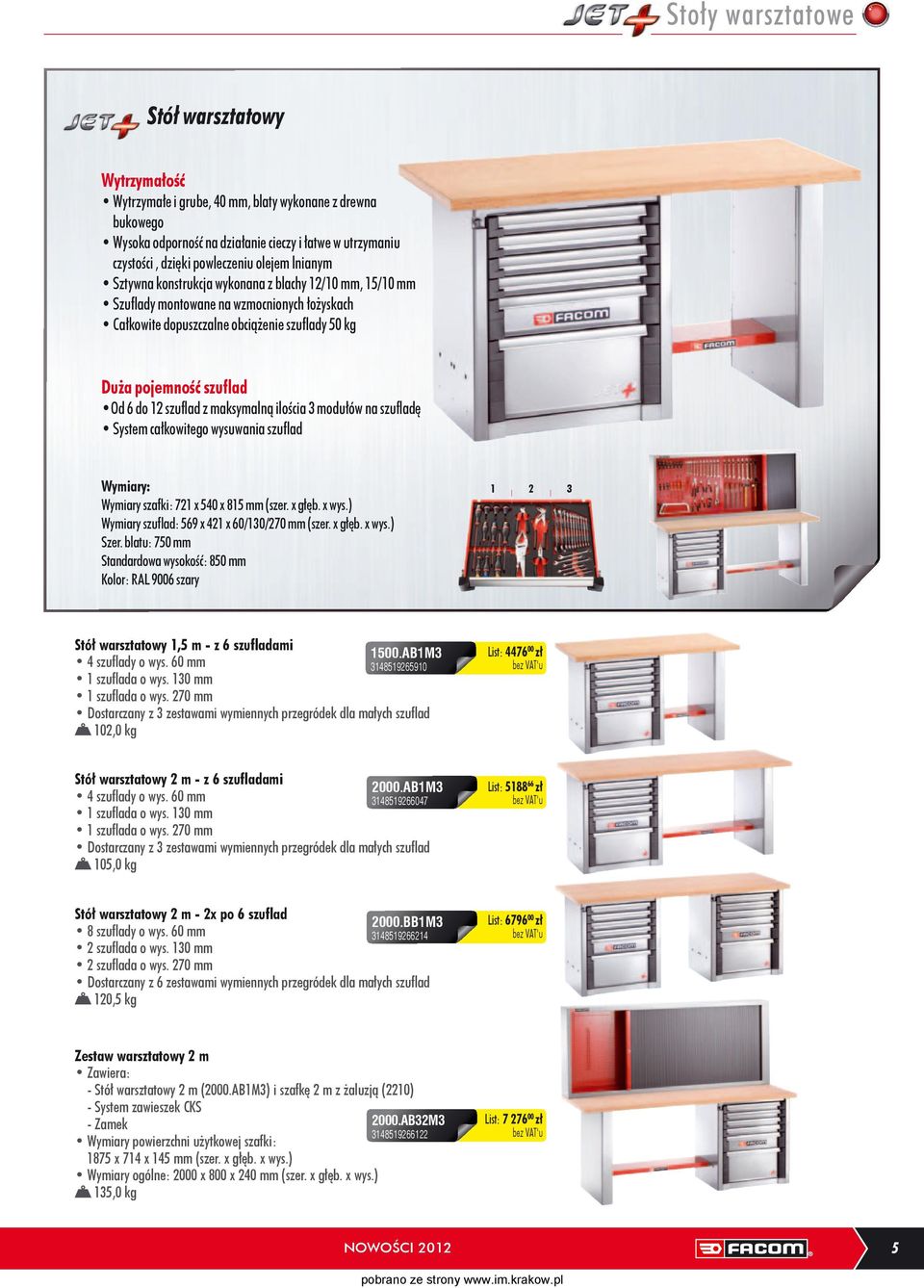 szuflad z maksymalną ilościa 3 modułów na szufladę System całkowitego wysuwania szuflad Wymiary: Wymiary szafki: 721 x 540 x 815 mm (szer. x głęb. x wys.