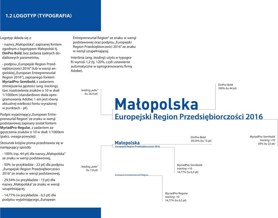 MyriadPro-Semibold, z zadaniem zmniejszenia gęstości (ang. tracking), tzw.