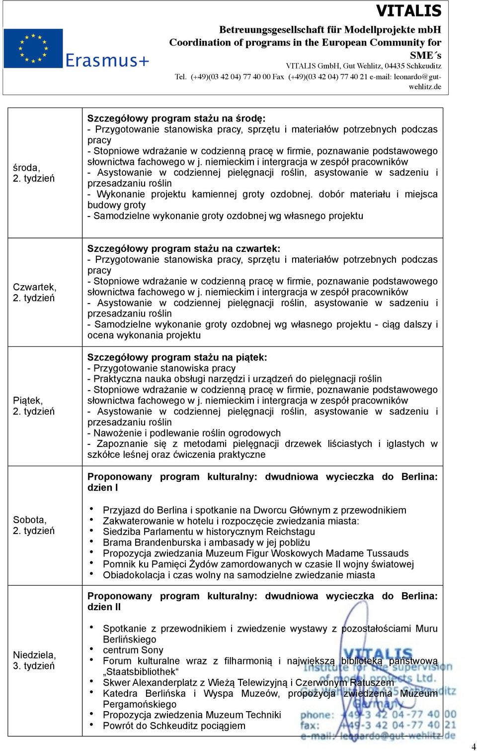 przesadzaniu roślin - Wykonanie projektu kamiennej groty ozdobnej. dobór materiału i miejsca budowy groty - Samodzielne wykonanie groty ozdobnej wg własnego projektu Czwartek, 2. tydzień Piątek, 2.