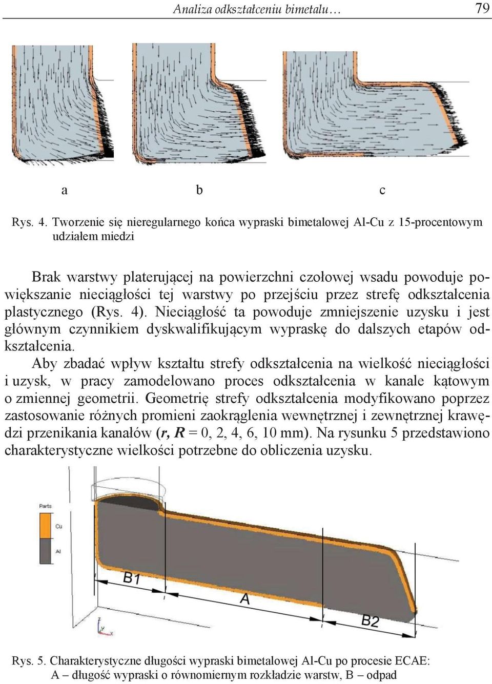 po przejściu przez strefę odkształcenia plastycznego (Rys. 4). Nieciągłość ta powoduje zmniejszenie uzysku i jest głównym czynnikiem dyskwalifikującym wypraskę do dalszych etapów odkształcenia.