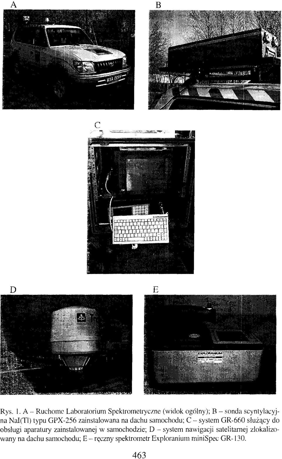 samochodu; C - system GR-660 służący do obsługi aparatury zainstalowanej w