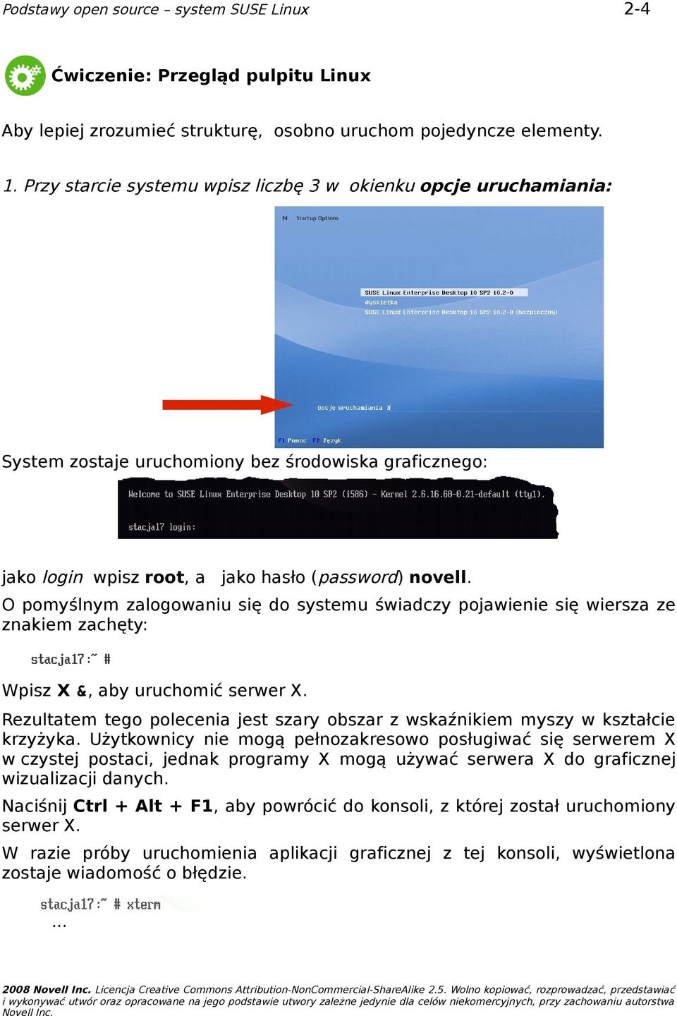 O pomyślnym zalogowaniu się do systemu świadczy pojawienie się wiersza ze znakiem zachęty: Wpisz X &, aby uruchomić serwer X.