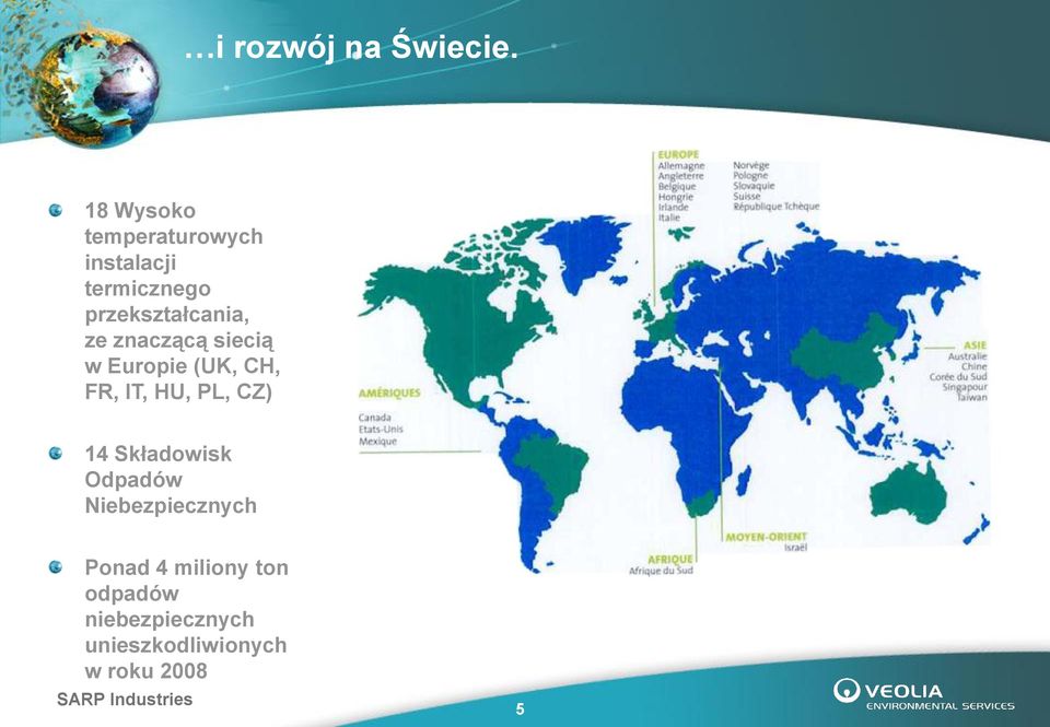 przekształcania, ze znaczącą siecią w Europie (UK, CH, FR, IT,