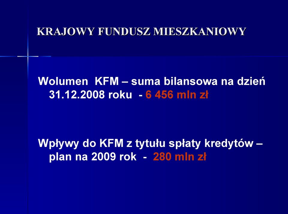 2008 roku - 6 456 mln zł Wpływy do KFM z