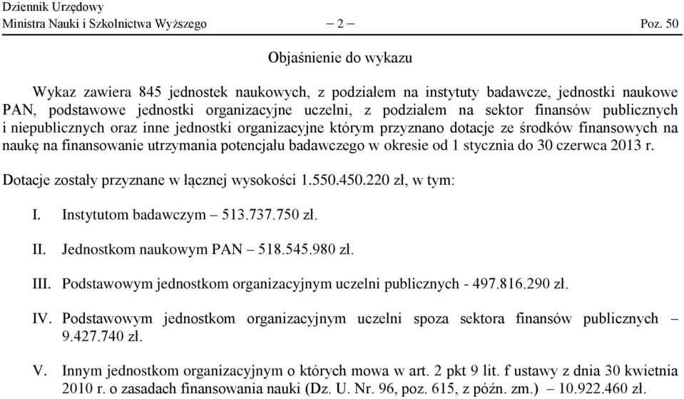 publicznych i niepublicznych oraz inne jednostki organizacyjne którym przyznano dotacje ze środków finansowych na naukę na finansowanie utrzymania potencjału badawczego w okresie od 1 stycznia do 30