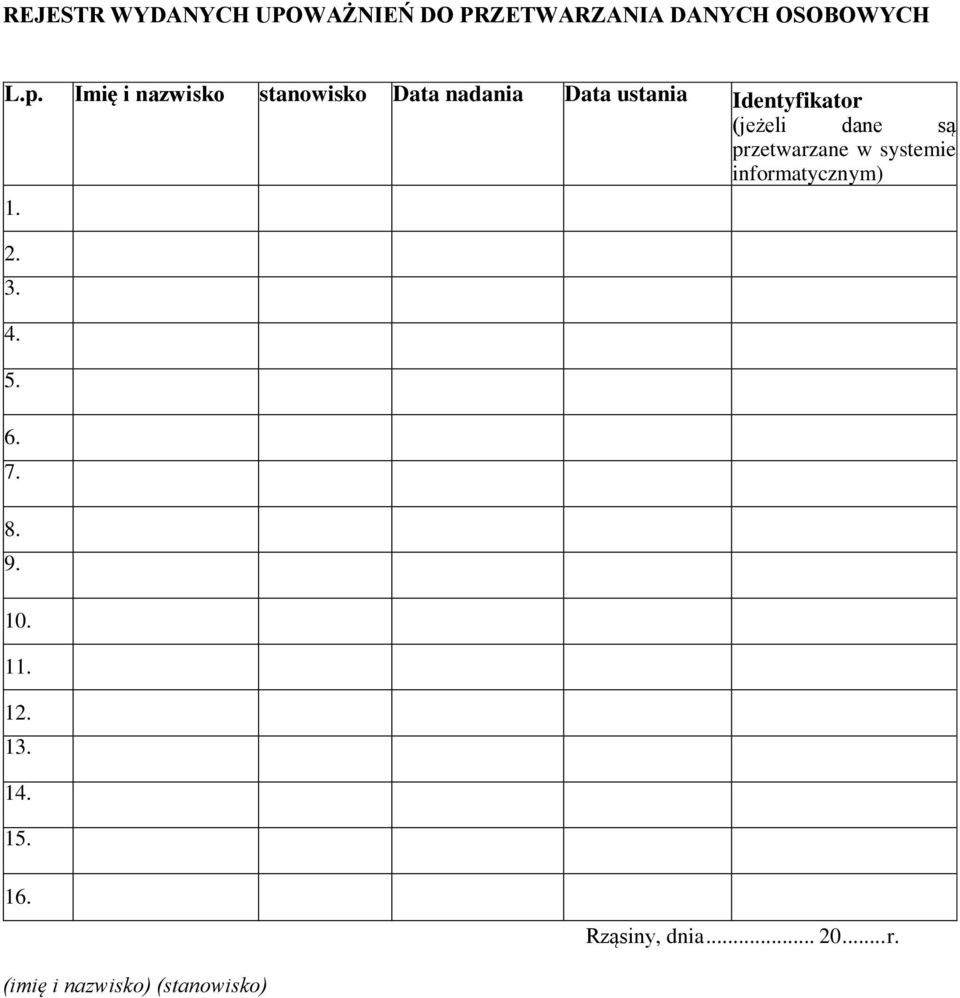 dane są przetwarzane w systemie informatycznym) 1. 2. 3. 4. 5. 6. 7. 8. 9.