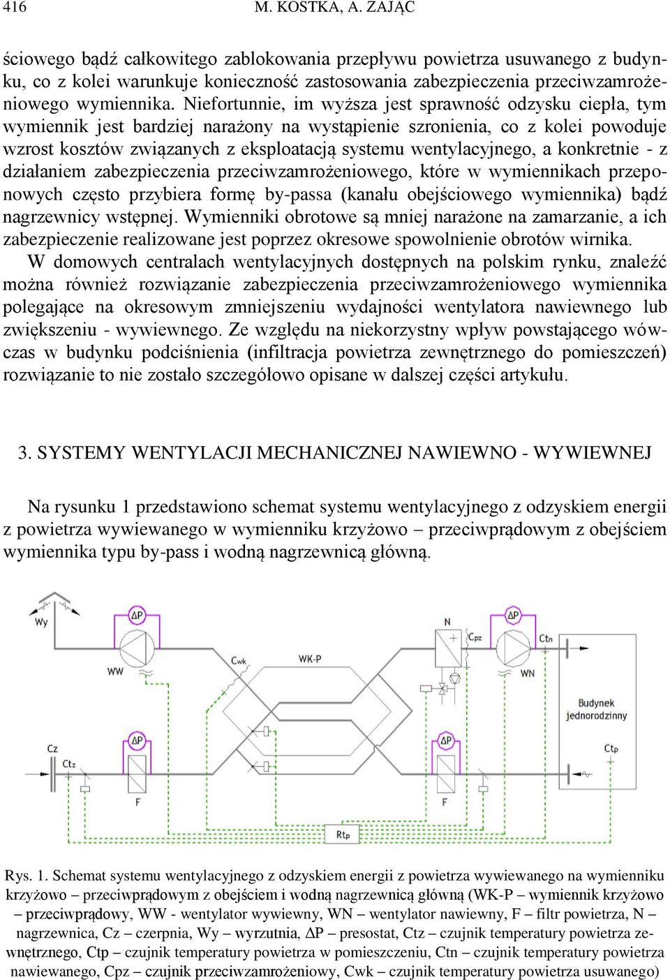 wentylacyjnego, a konkretnie - z działaniem zabezpieczenia przeciwzamrożeniowego, które w wymiennikach przeponowych często przybiera formę by-passa (kanału obejściowego wymiennika) bądź nagrzewnicy