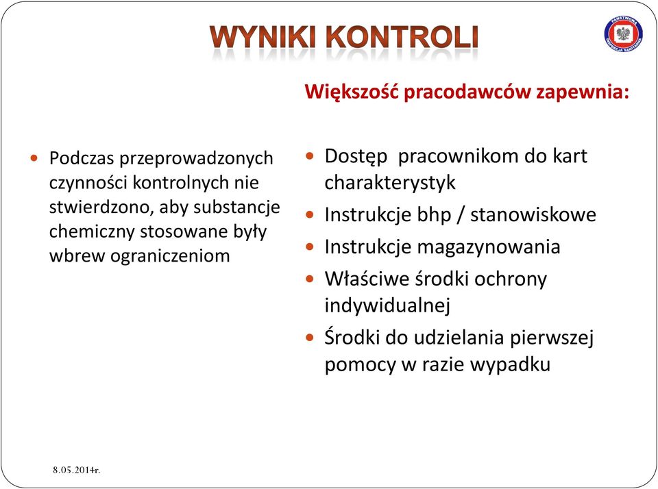 pracownikom do kart charakterystyk Instrukcje bhp / stanowiskowe Instrukcje