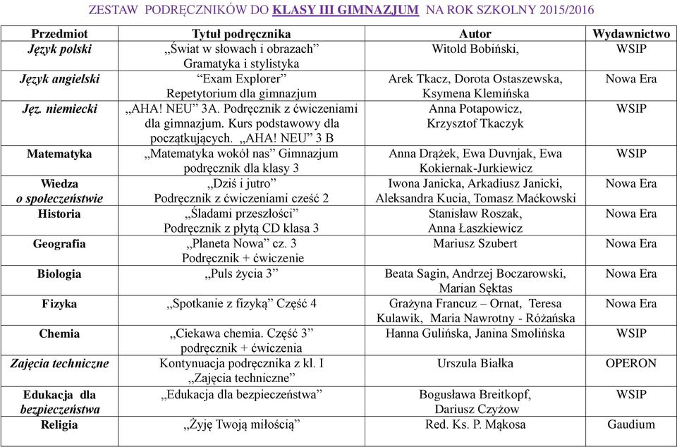 NEU 3A. Podręcznik z ćwiczeniami Anna Potapowicz, dla gimnazjum. Kurs podstawowy dla początkujących. AHA!