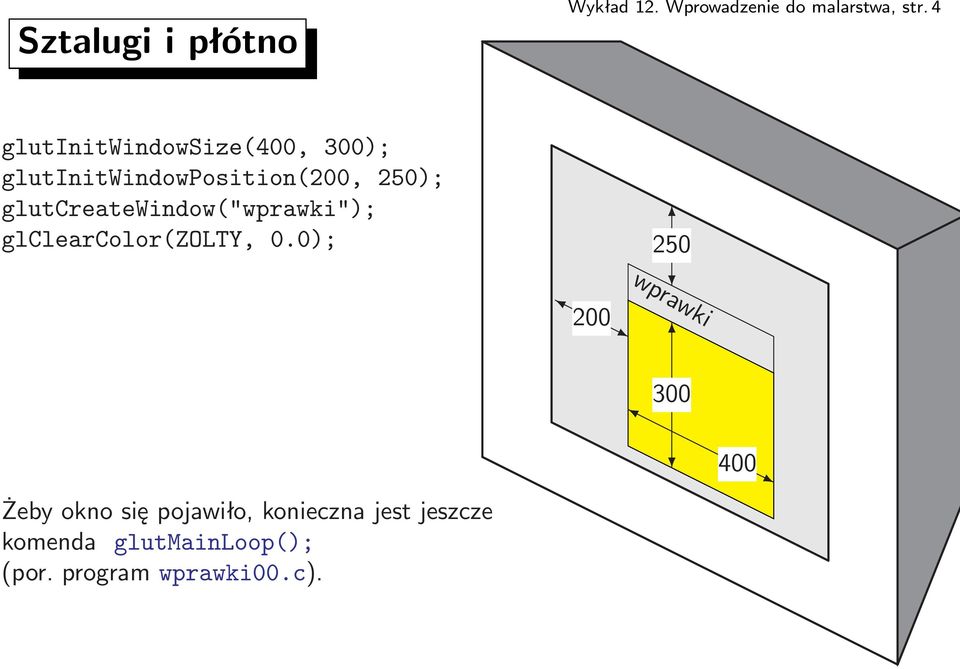 glutcreatewindow("wprawki"); glclearcolor(zolty, 0.