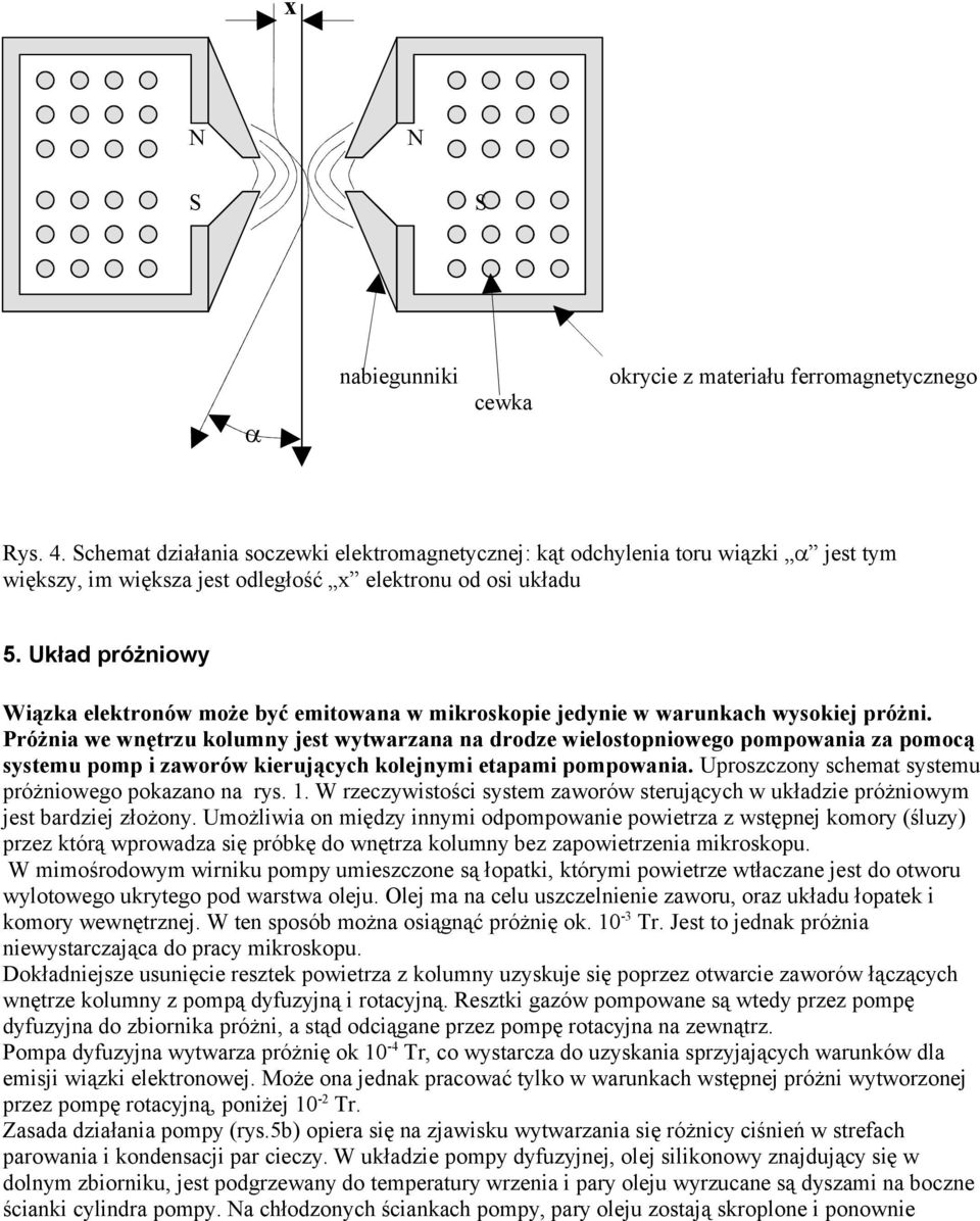 Układ próżniowy Wiązka elektronów może być emitowana w mikroskopie jedynie w warunkach wysokiej próżni.